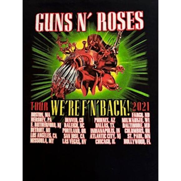 Modern Guns N' Roses 2021 T-Shirt Black Graphics Tour Cities Multi Unisex 3XL - Picture 4 of 4